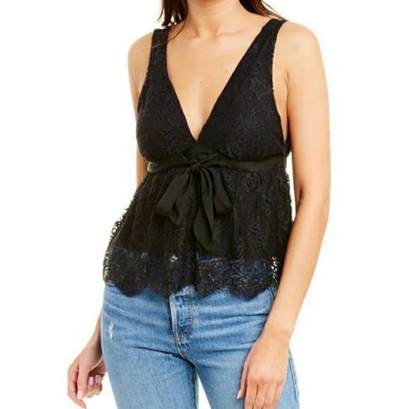 Free People Tops - Free People Chante lace tie waist v neck tank szS